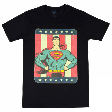 Superman with American Flag Vintage Comic T-Shirt